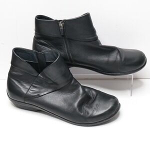 Dansko Black Leather Ankle Boots Womens 41 10.5 11 Round Toe Side Zip SEE Comfy